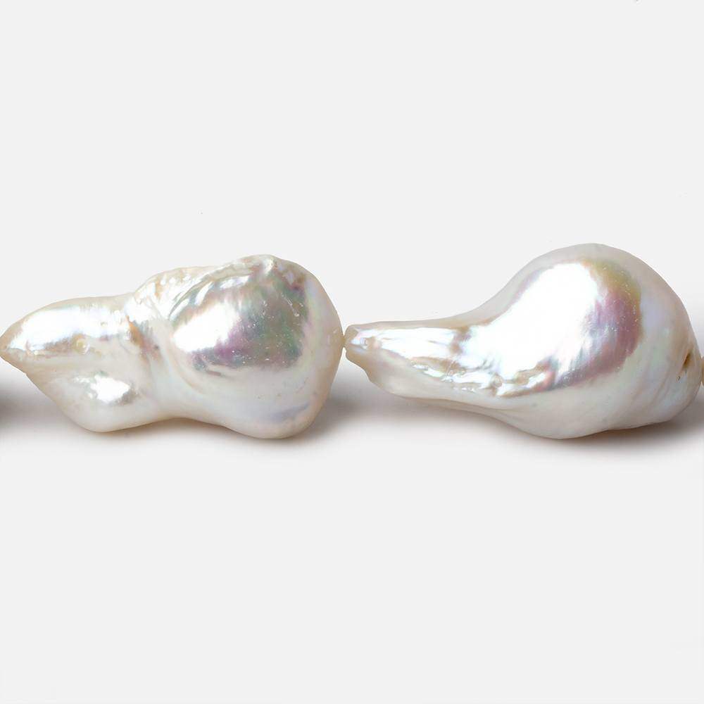 16x28-17x38mm Cream White Ultra Baroque Freshwater Pearls 16 inch 13 pieces AAA grade - Beadsofcambay.com