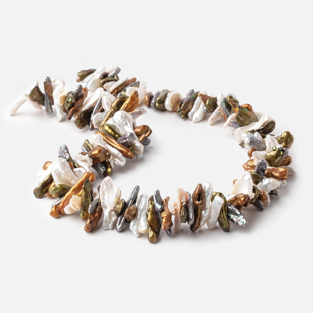 16x4-20x5mm Multi Color Biwa Freshwater Pearls 15 inch 136 beads - Beadsofcambay.com
