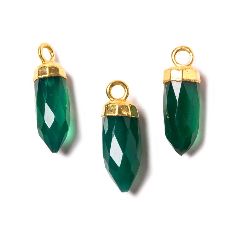 16x5mm Gold Leafed Green Onyx Spike Pendants 1 piece - Beadsofcambay.com