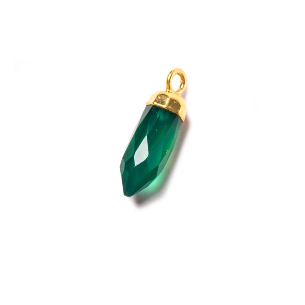 16x5mm Gold Leafed Green Onyx Spike Pendants 1 piece - Beadsofcambay.com