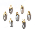 16x5mm Gold Leafed Platinum Grey Moonstone Spike Pendant 1 piece - Beadsofcambay.com