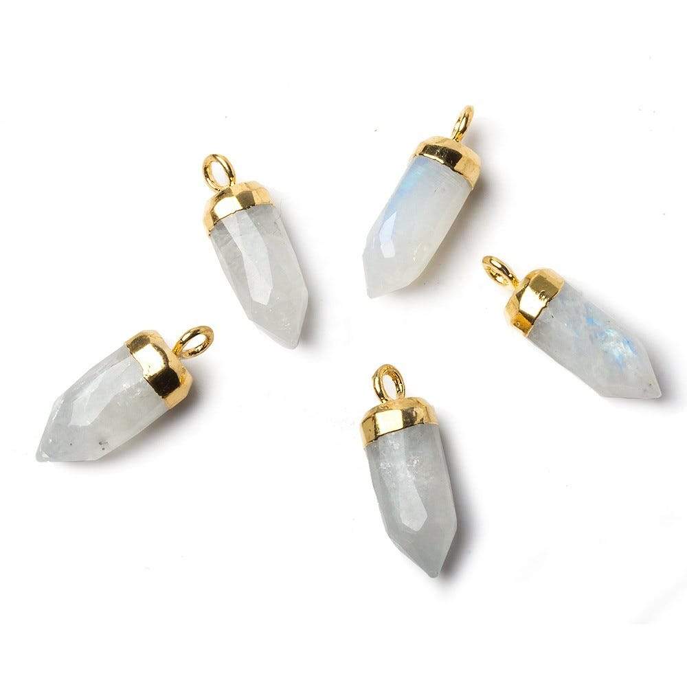 16x5mm Gold Leafed Rainbow Moonstone Spike Pendant 1 piece - Beadsofcambay.com