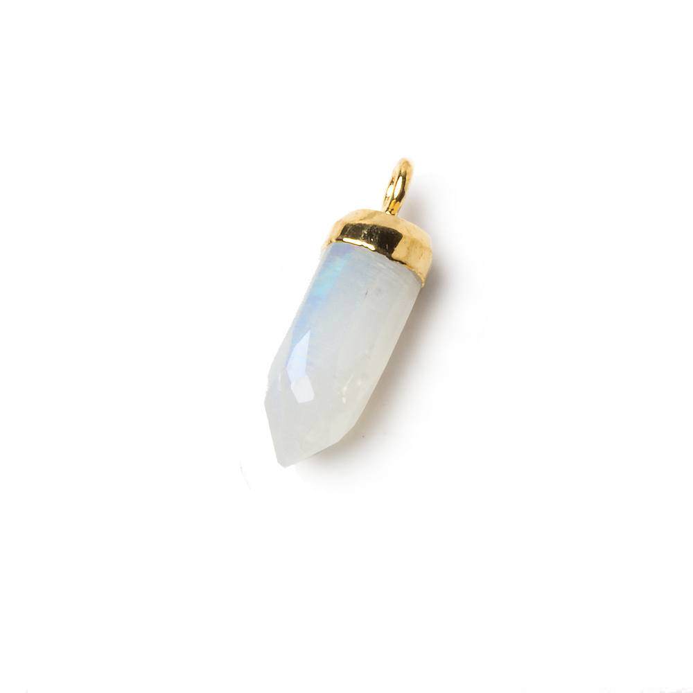 16x5mm Gold Leafed Rainbow Moonstone Spike Pendant 1 piece - Beadsofcambay.com