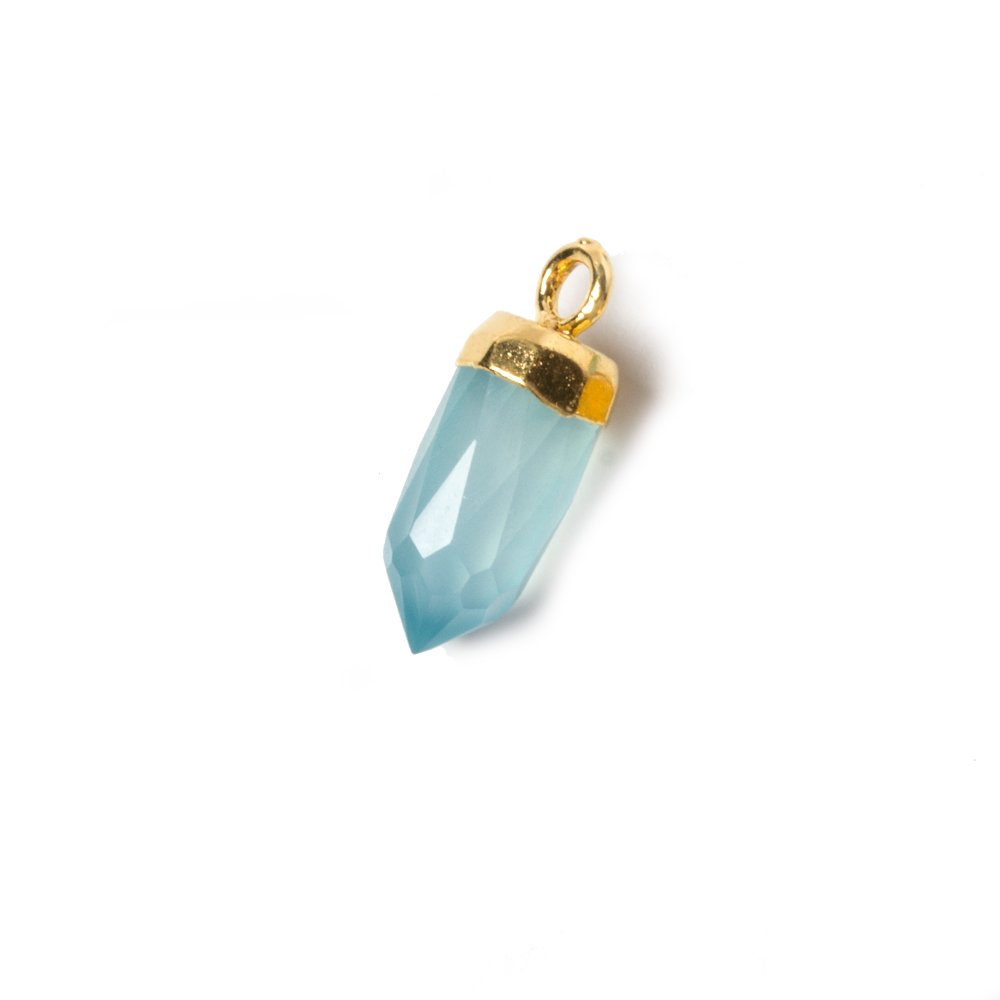 16x5mm Gold Leafed SeaBlue Chalcedony Spike Pendants 1 piece - Beadsofcambay.com