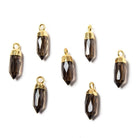 16x5mm Gold Leafed Smoky Quartz Spike Pendant 1 piece - Beadsofcambay.com