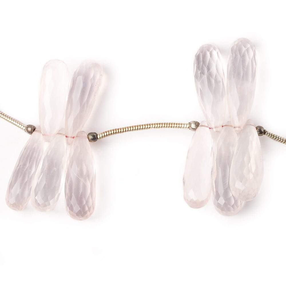 16x6-23x7mm Rose Quartz Tear Drop Beads 8 inch 30 pieces - Beadsofcambay.com