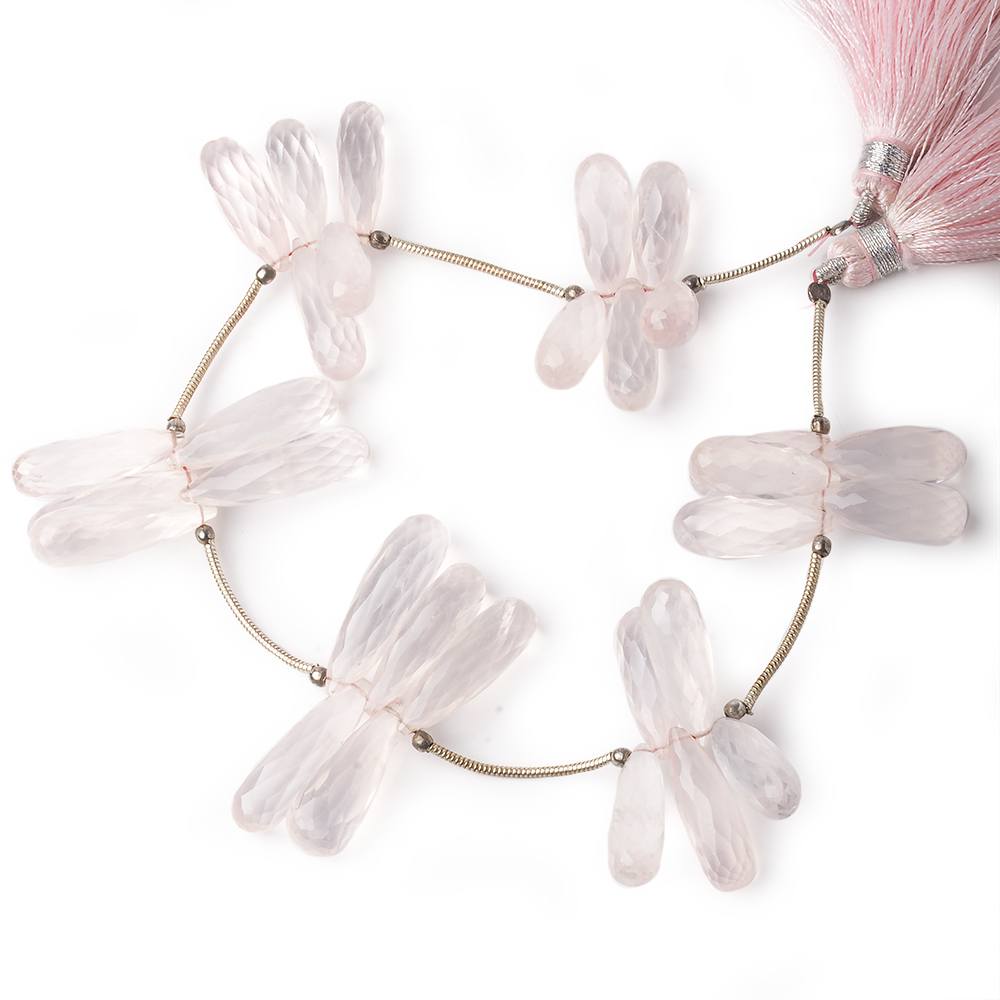 16x6-23x7mm Rose Quartz Tear Drop Beads 8 inch 30 pieces - Beadsofcambay.com