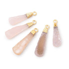 16x6-24x8mm Gold Leafed Pink Drusy Pear Pendant 1 focal piece - Beadsofcambay.com