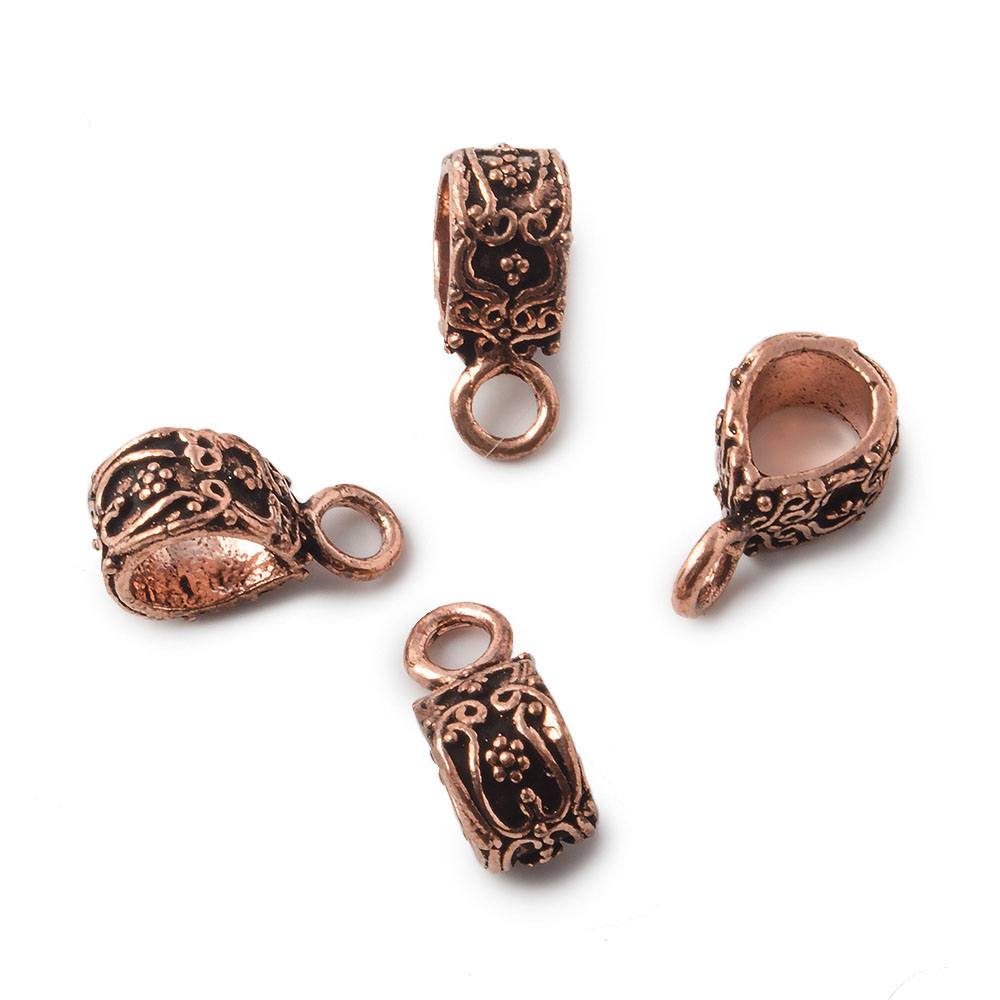 16x6mm Art Nouveau Antiqued Copper Bail Finding 1 piece - Beadsofcambay.com