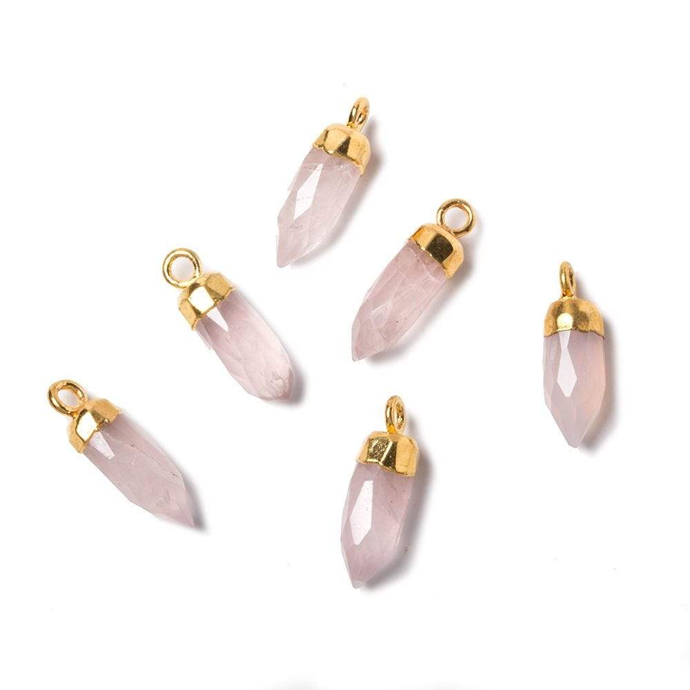 16x6mm Gold Leafed Rose Quartz Spike Pendants 1 piece - Beadsofcambay.com