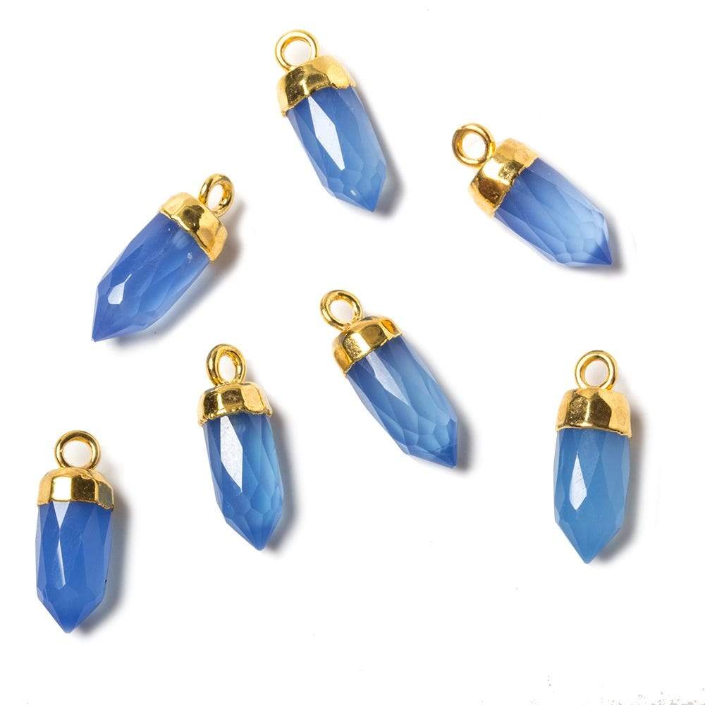 16x6mm Gold Leafed Santorini Blue Chalcedony Spike Pendants 1 piece - Beadsofcambay.com