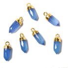 16x6mm Gold Leafed Santorini Blue Chalcedony Spike Pendants 1 piece - Beadsofcambay.com