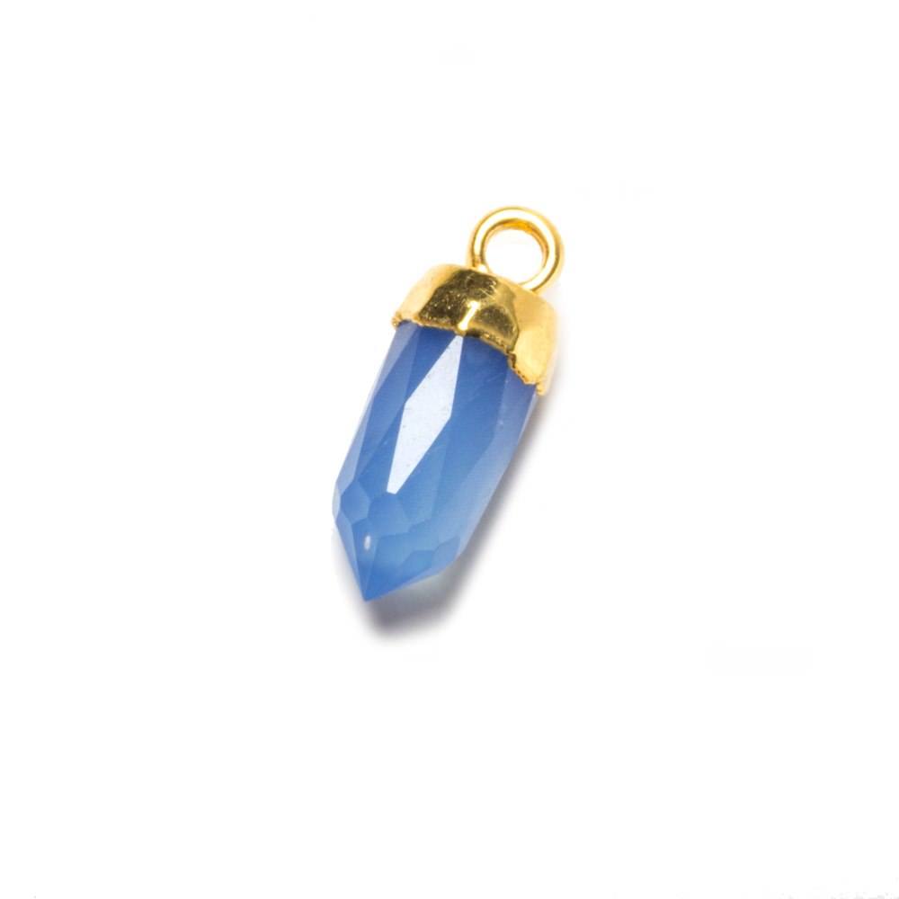 16x6mm Gold Leafed Santorini Blue Chalcedony Spike Pendants 1 piece - Beadsofcambay.com