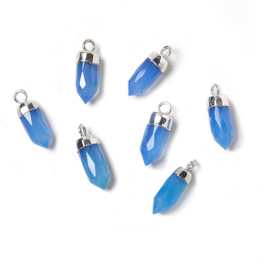 16x6mm Silver Leafed Blue Chalcedony Spike Pendants 1 piece - Beadsofcambay.com