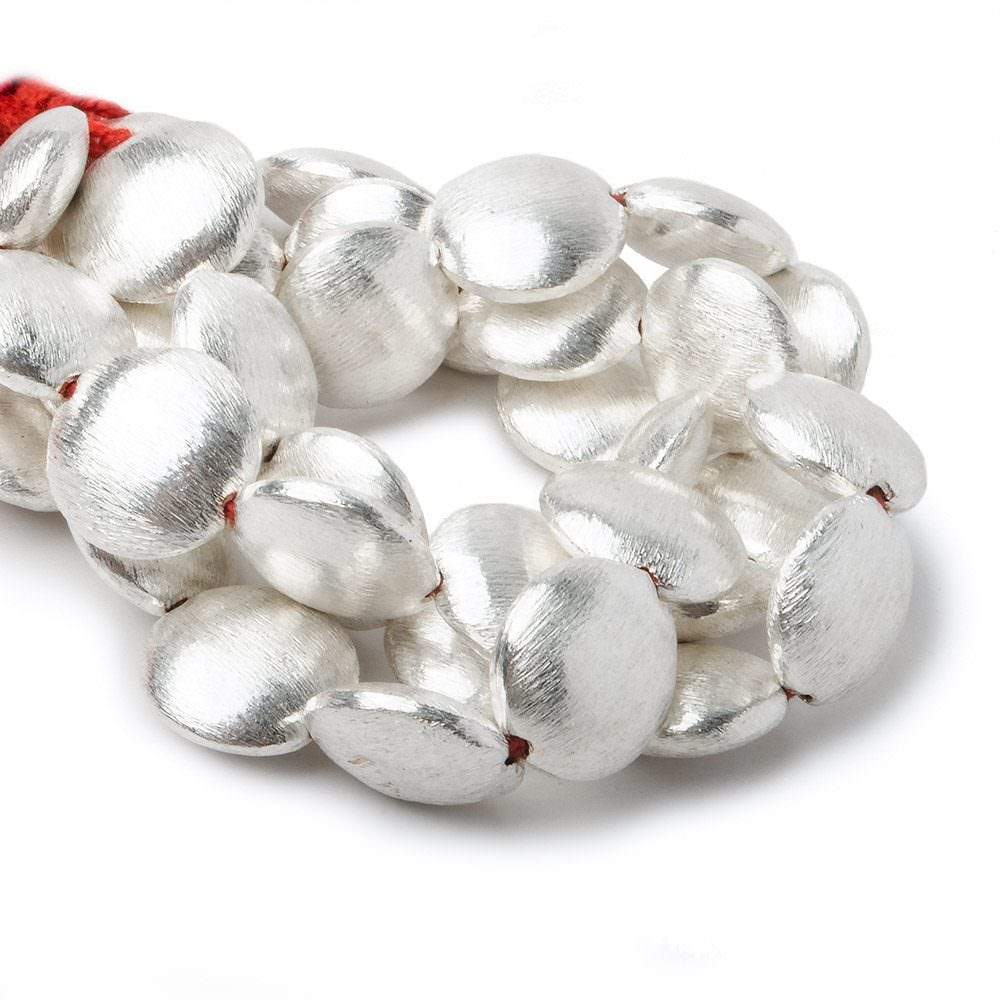 16x6mm Sterling Silver Plated Copper Coin, Brushed Finish 8 inch 13 pcs - Beadsofcambay.com
