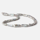 16x7-22x8mm Silver straight drilled Biwa Freshwater Pearls 16.5 inch 20 pieces - Beadsofcambay.com