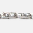 16x7-22x8mm Silver straight drilled Biwa Freshwater Pearls 16.5 inch 20 pieces - Beadsofcambay.com