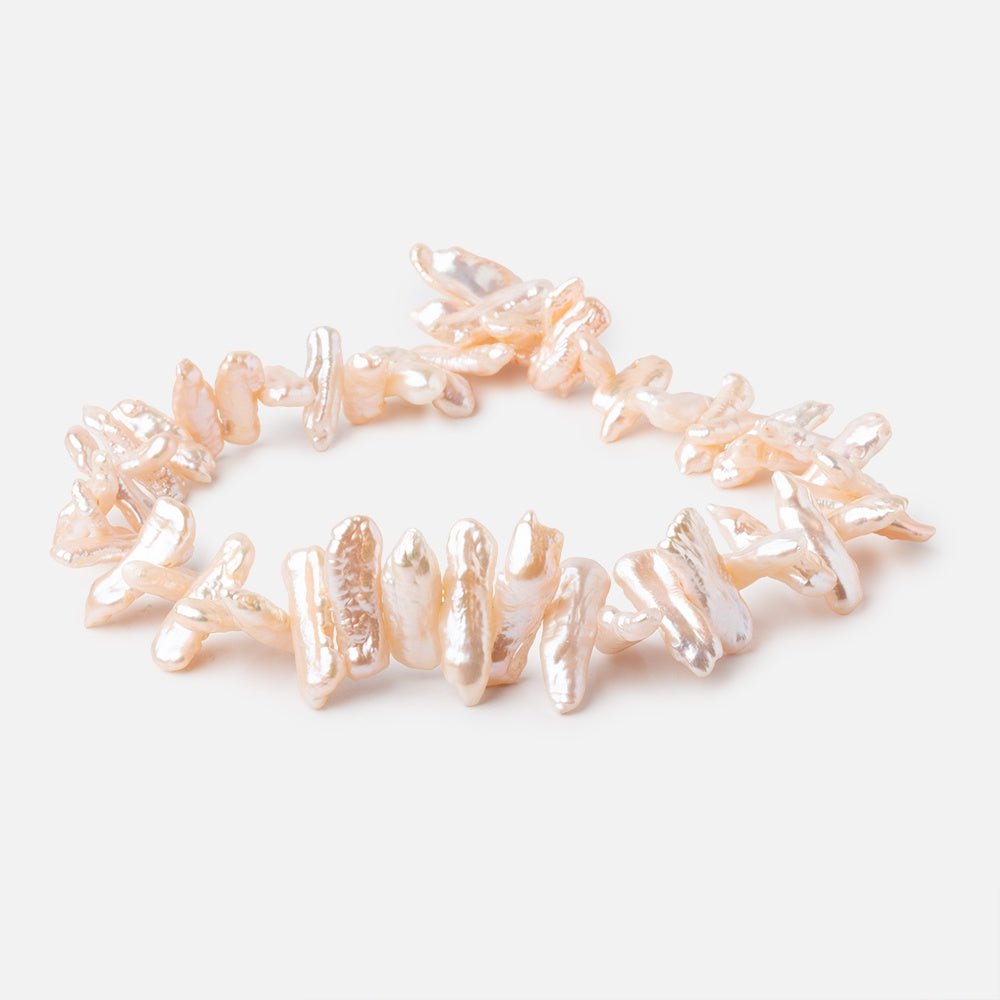 16x7-29x9mm Peach Side Drill Biwa Freshwater Pearls 15 inch 48 Beads - Beadsofcambay.com