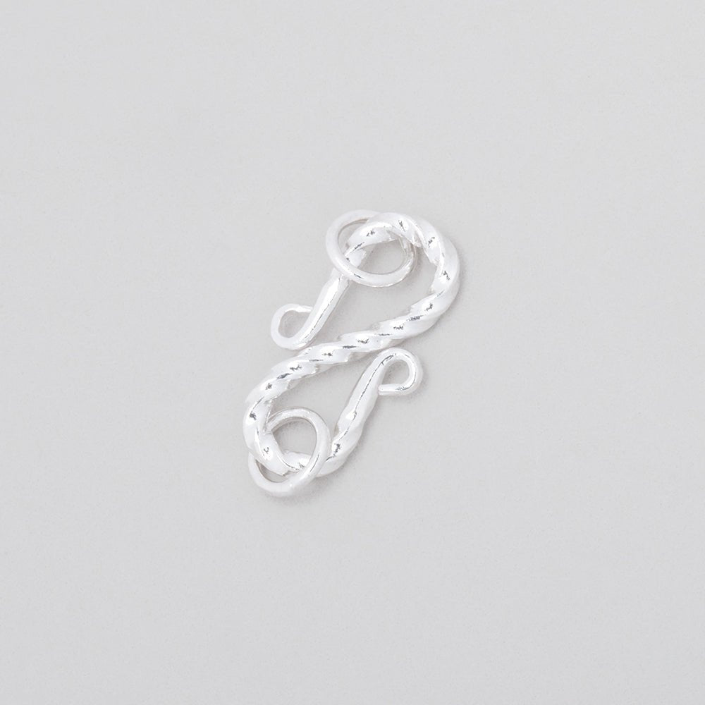 16x8.5mm Sterling Silver Twisted S Hook 1 piece - Beadsofcambay.com