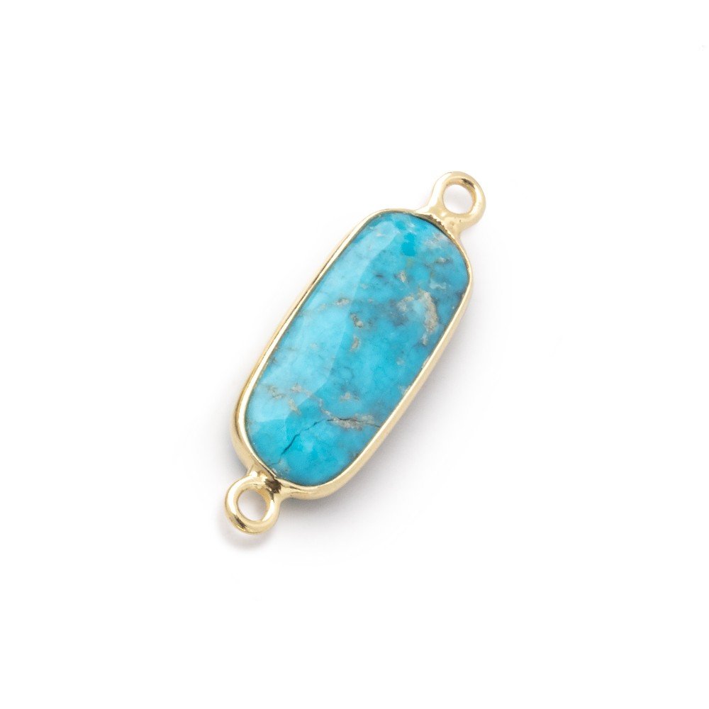 16x8mm Vermeil Bezel Turquoise Howlite Elongated Oval Connector 1 piece - Beadsofcambay.com