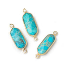 16x8mm Vermeil Bezel Turquoise Howlite Modified Marquise Connector 1 piece - Beadsofcambay.com