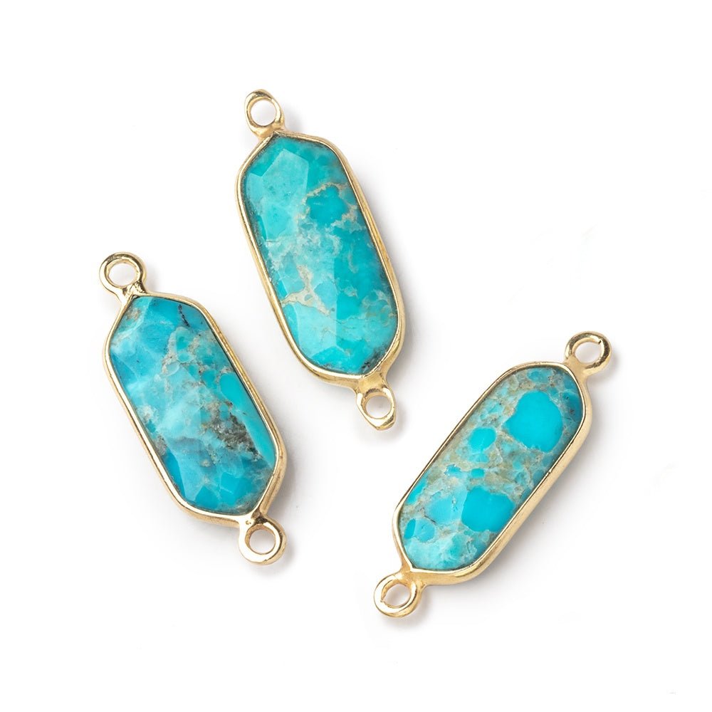 16x8mm Vermeil Bezel Turquoise Howlite Modified Marquise Connector 1 piece - Beadsofcambay.com