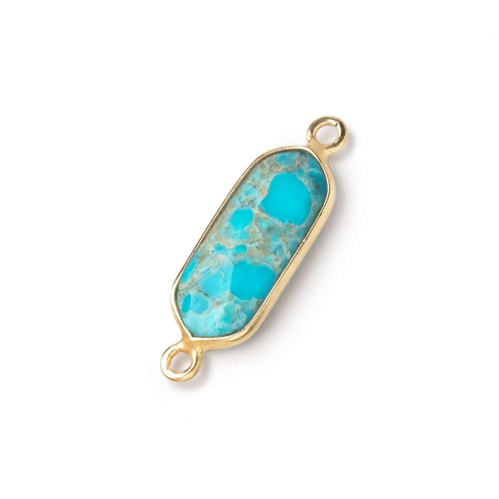 16x8mm Vermeil Bezel Turquoise Howlite Modified Marquise Connector 1 piece - Beadsofcambay.com