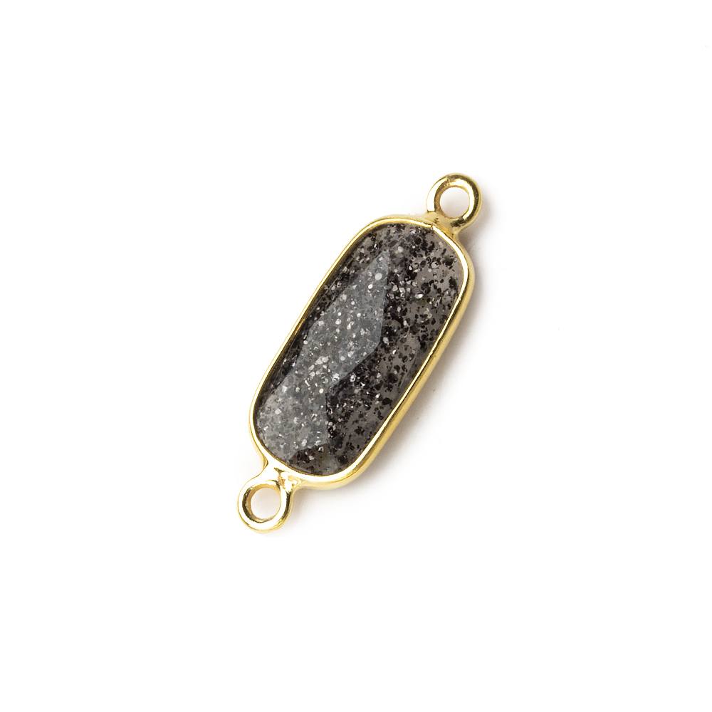 16x8mm Vermeil Bezeled Celestial Quartz elongated oval Connector 1 focal bead - Beadsofcambay.com