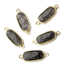 16x8mm Vermeil Bezeled Celestial Quartz elongated oval Connector 1 focal bead - Beadsofcambay.com