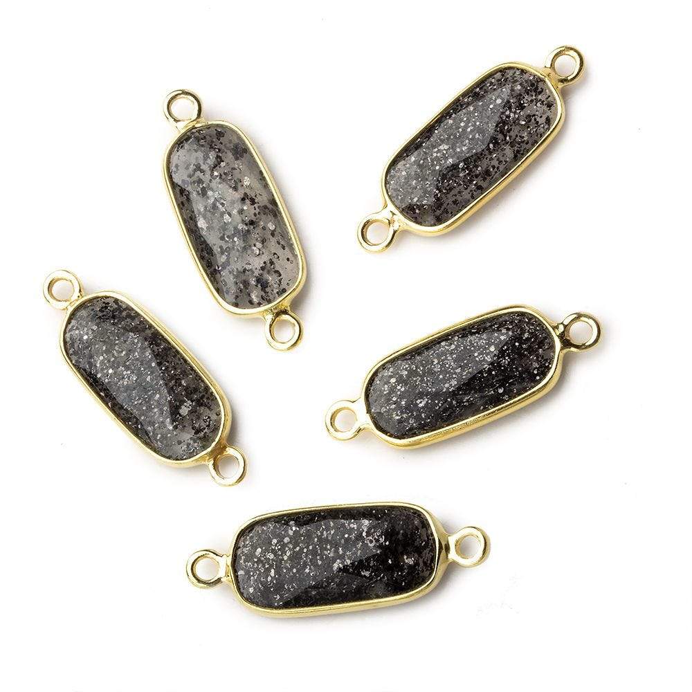 16x8mm Vermeil Bezeled Celestial Quartz elongated oval Connector 1 focal bead - Beadsofcambay.com