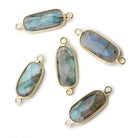 14-16mm Vermeil Bezeled Labradorite elongated oval Connector 1 focal bead - Beadsofcambay.com