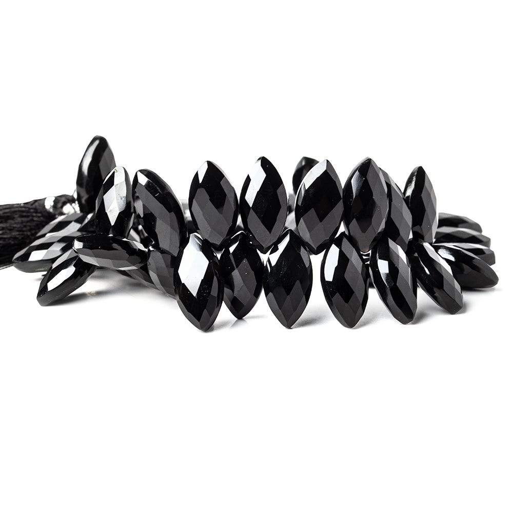 16x9-18x9mm Black Onyx top drilled faceted marquise beads 8.5 inch 43 pieces AAA - Beadsofcambay.com