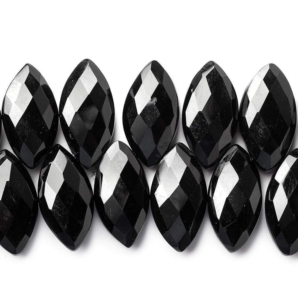 16x9-18x9mm Black Onyx top drilled faceted marquise beads 8.5 inch 43 pieces AAA - Beadsofcambay.com