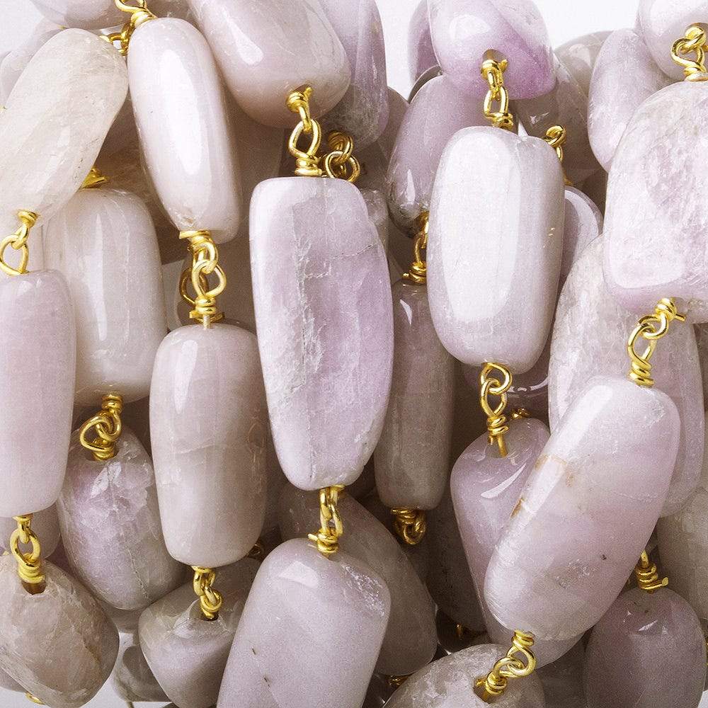 16x9-21x10mm Kunzite elongated plain nugget Vermeil Chain by the foot - Beadsofcambay.com