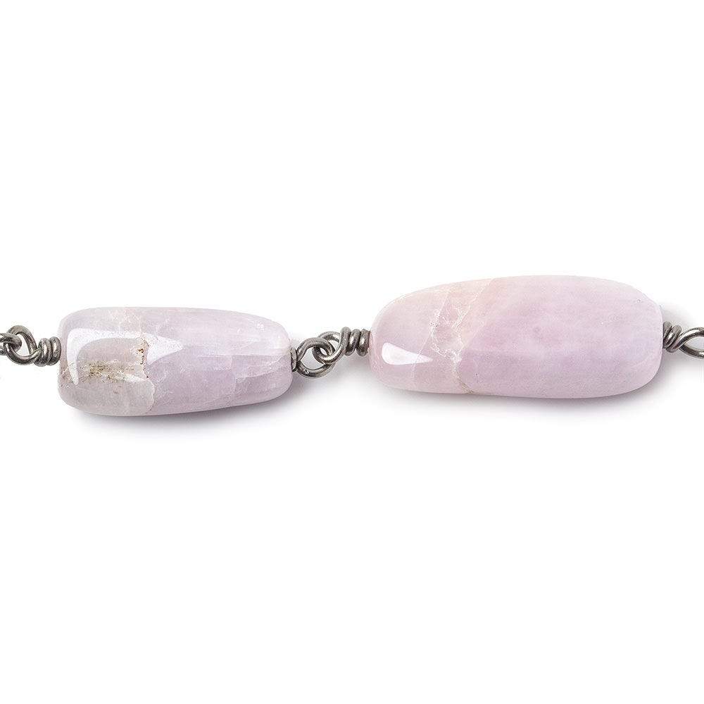16x9-21x9mm Kunzite elongated plain nugget Black Gold .925 Silver Chain by the foot 13 beads A - Beadsofcambay.com