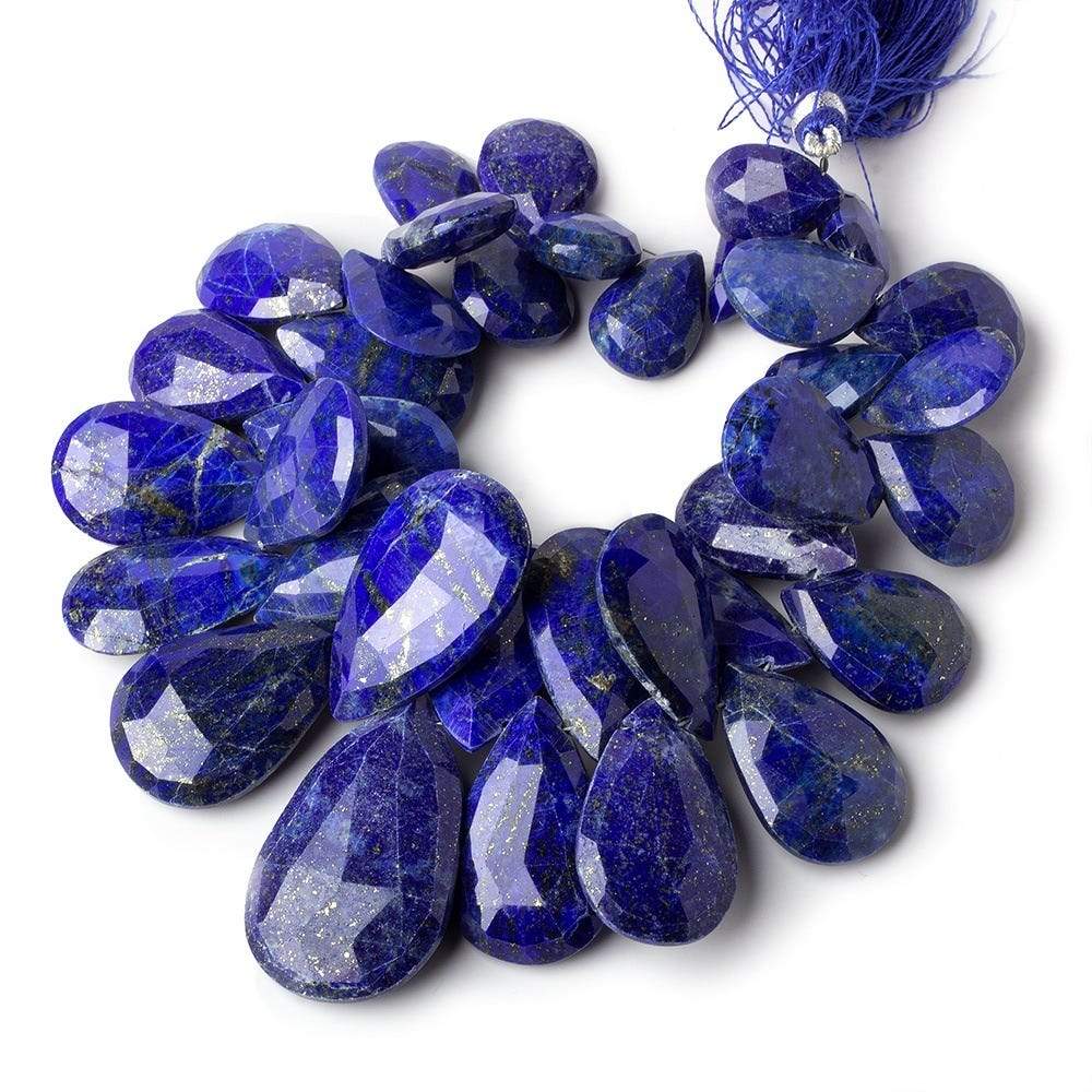 16x9-34x21mm Lapis Lazuli Faceted Pear Beads 8 inch 35 pieces - Beadsofcambay.com