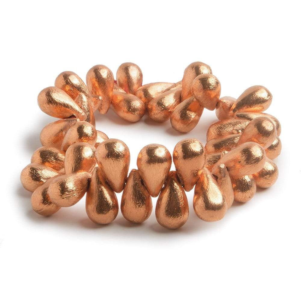 16x9mm Copper Tear Drop Brushed 8 inch 42 pcs - Beadsofcambay.com