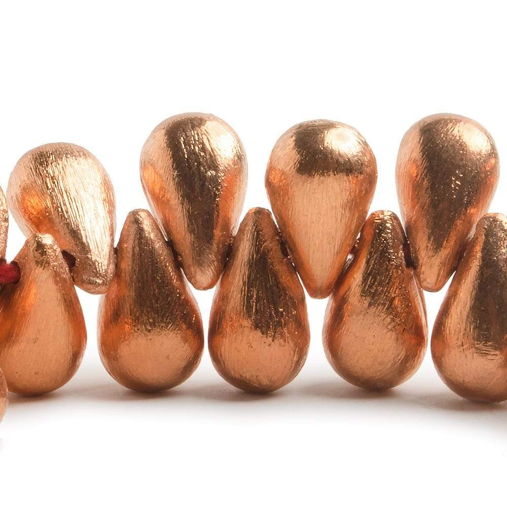 16x9mm Copper Tear Drop Brushed 8 inch 42 pcs - Beadsofcambay.com