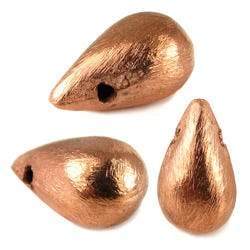 16x9mm Copper Tear Drop Brushed 8 inch 42 pcs - Beadsofcambay.com