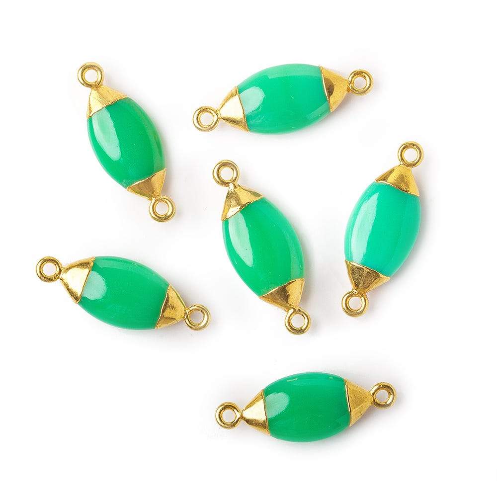 16x9mm Gold Leafed Green Chalcedony Marquise Connector 1 piece - Beadsofcambay.com