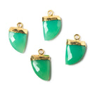 16x9mm Gold Leafed Green Onyx Horn Pendant 1 piece - Beadsofcambay.com