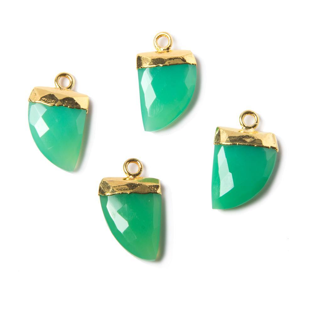 16x9mm Gold Leafed Green Onyx Horn Pendant 1 piece - Beadsofcambay.com