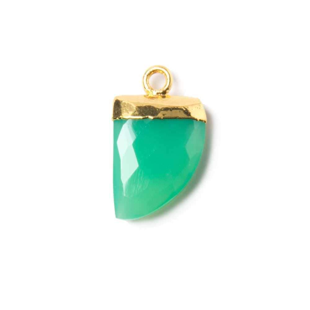 16x9mm Gold Leafed Green Onyx Horn Pendant 1 piece - Beadsofcambay.com