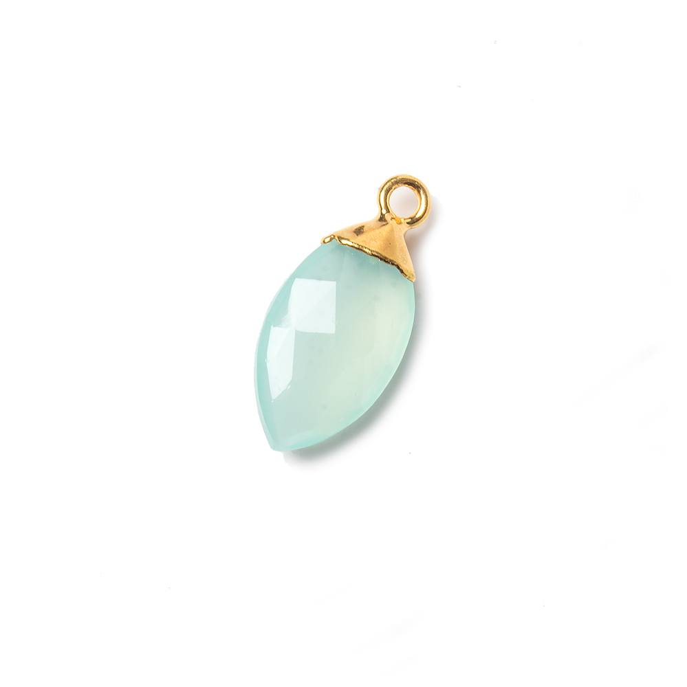 16x9mm Gold Leafed Seafoam Green Chalcedony Marquise Pendant 1 bead - Beadsofcambay.com