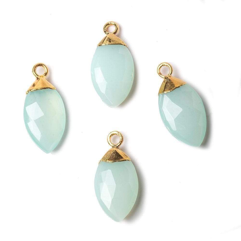 16x9mm Gold Leafed Seafoam Green Chalcedony Marquise Pendant 1 bead - Beadsofcambay.com