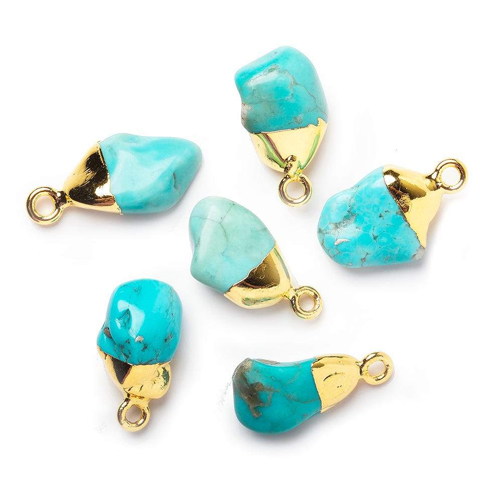 16x9mm Gold Leafed Turquoise plain freeform Pendant 1 piece - Beadsofcambay.com