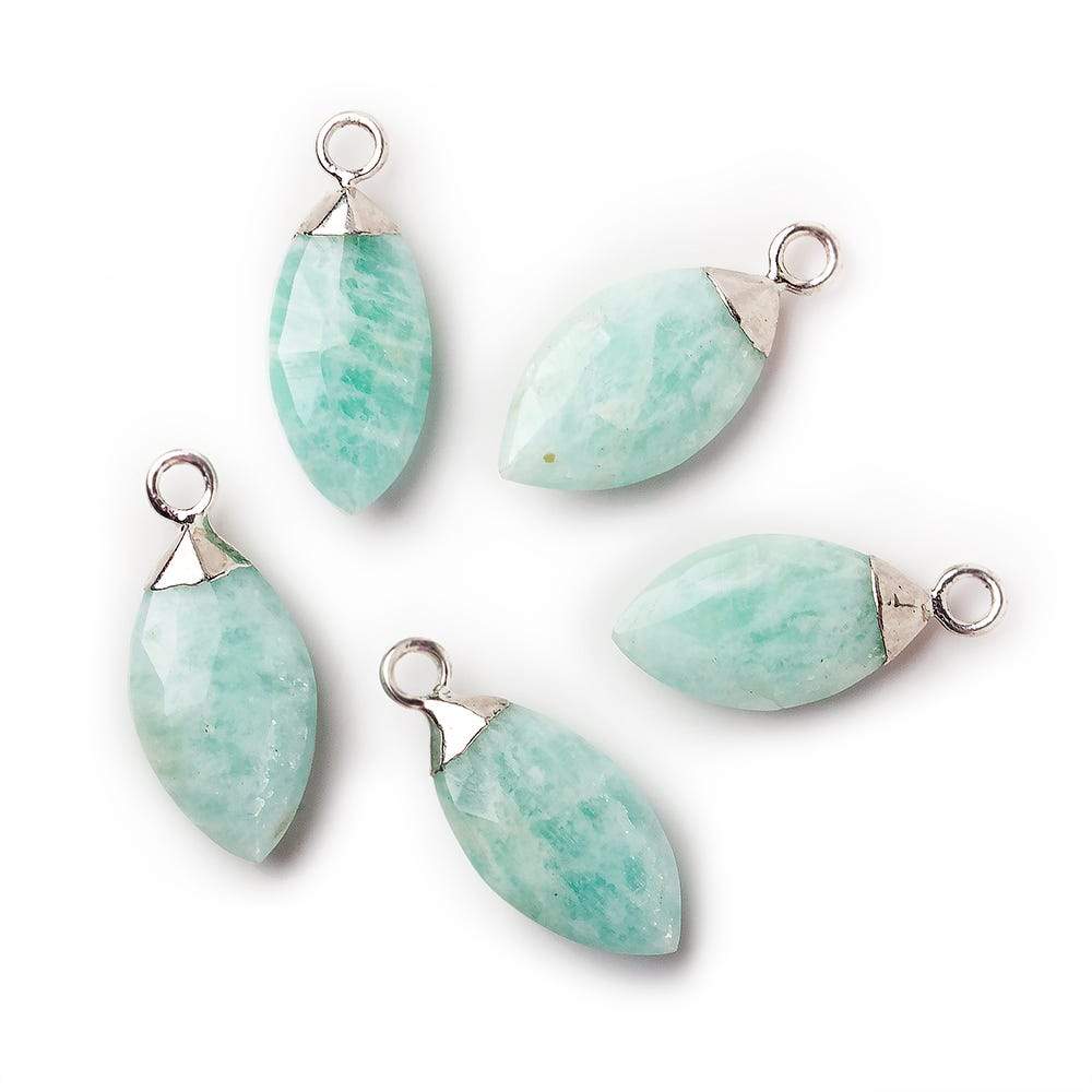 16x9mm Silver Leafed Amazonite Marquise Pendant 1 piece - Beadsofcambay.com