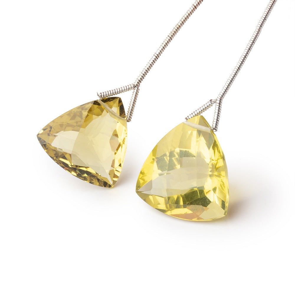 17-19mm Lemon Quartz Faceted Trillion Focal Set of 2 Beads - Beadsofcambay.com