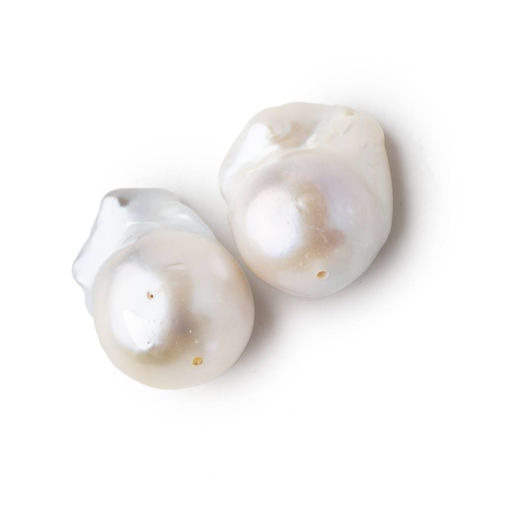 17-19mm Off White Ultra Baroque Focal Set of 2 Beads AA - Beadsofcambay.com