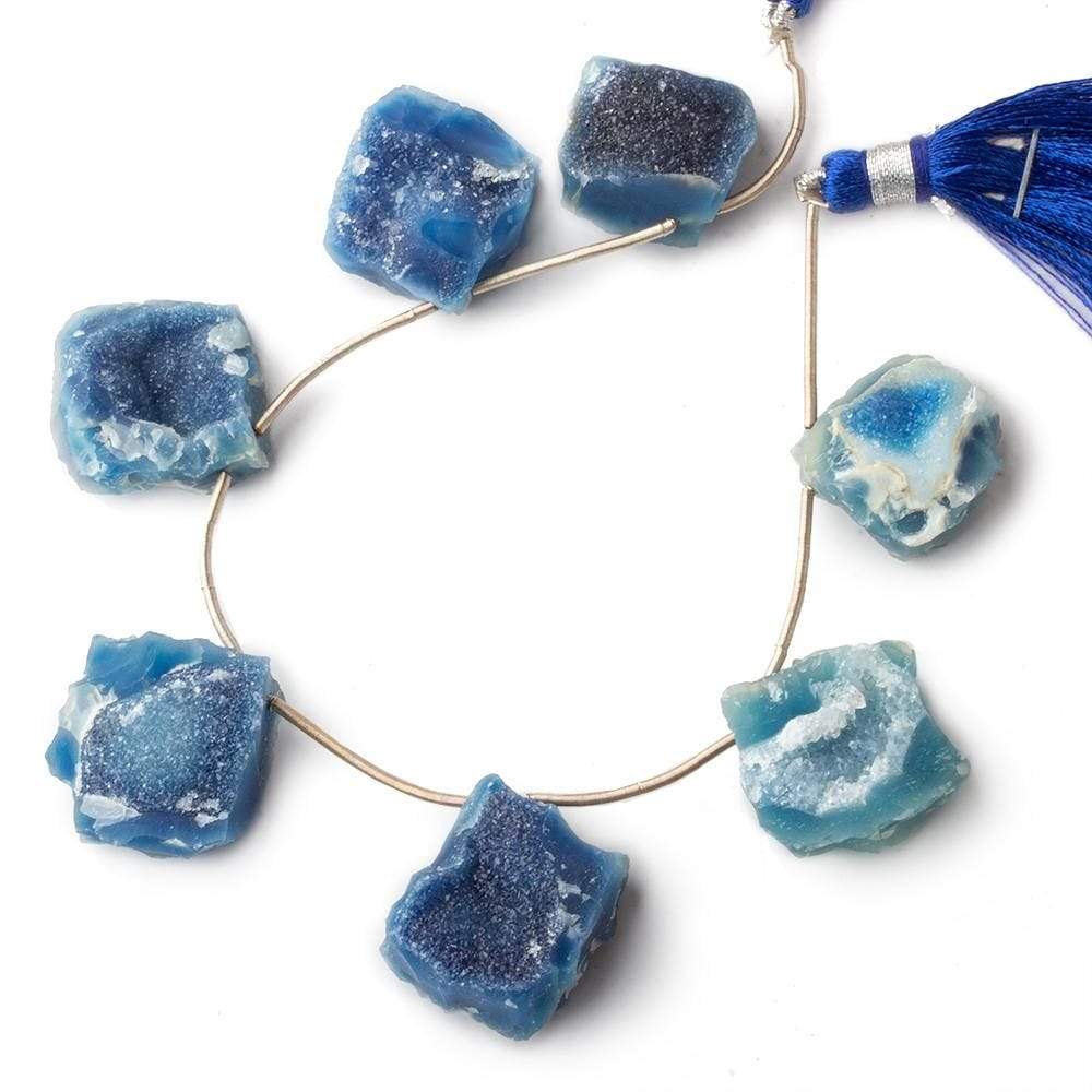 17-20mm Royal Blue Agate Hammer Faceted Drusy Square Beads 7 pieces - Beadsofcambay.com